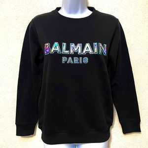 Balmain Black Crew Neck Sweater Elegant Design